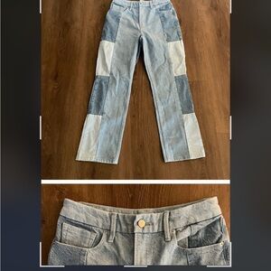 Good‎ American Patchwork Jeans High Rise Straight Leg Colorblock Size 6 / 28